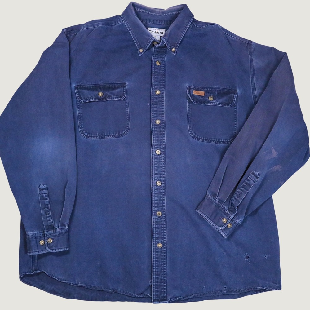 Carhartt Oakman Midnight Twill Heavyweight Button Down Shirt Men 2XL Tall S09MDT